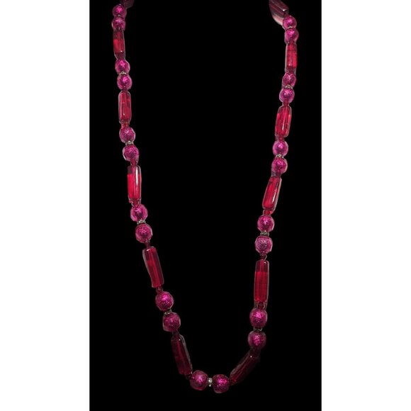 Vintage Pink And Red Beaded Statement Necklace - Picture 2 of 10
